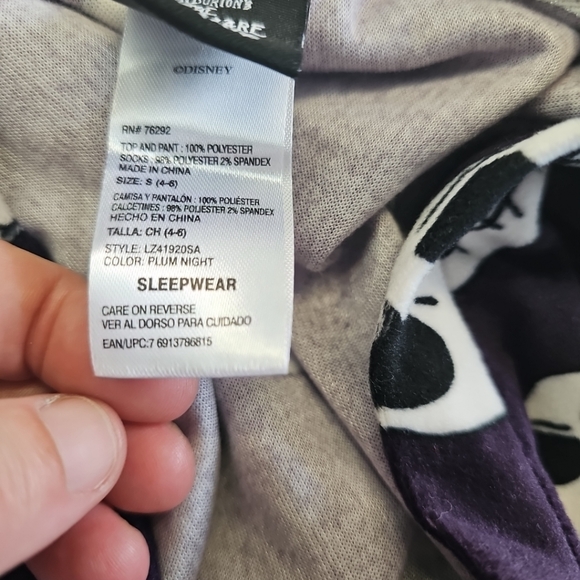 Women's S(4-6) The Nightmare Before Christmas Velour Pajama Set Kack Skeleton - Picture 7 of 11